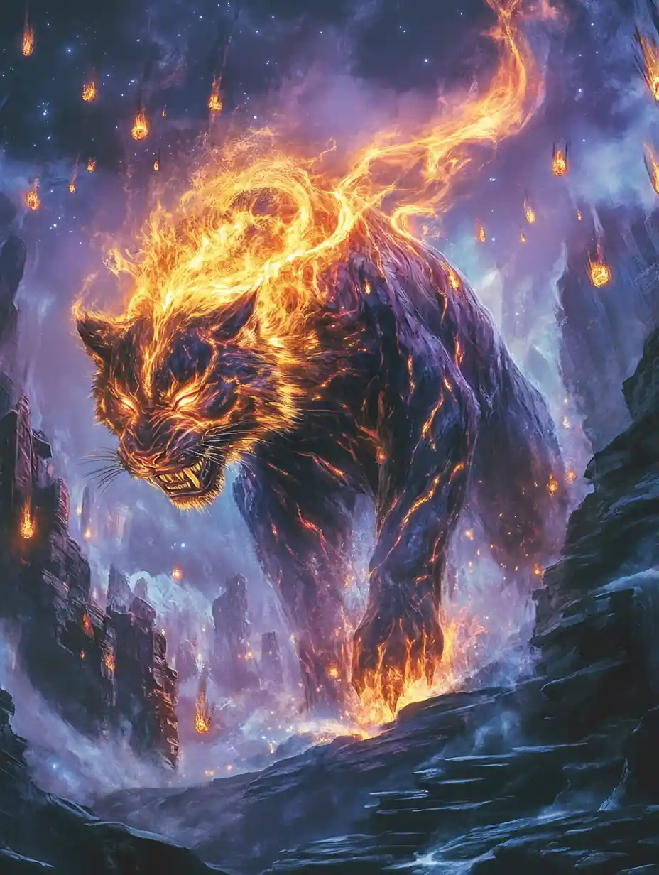 Mythic Starfire Tiger Spirit On A Twilight Mountain