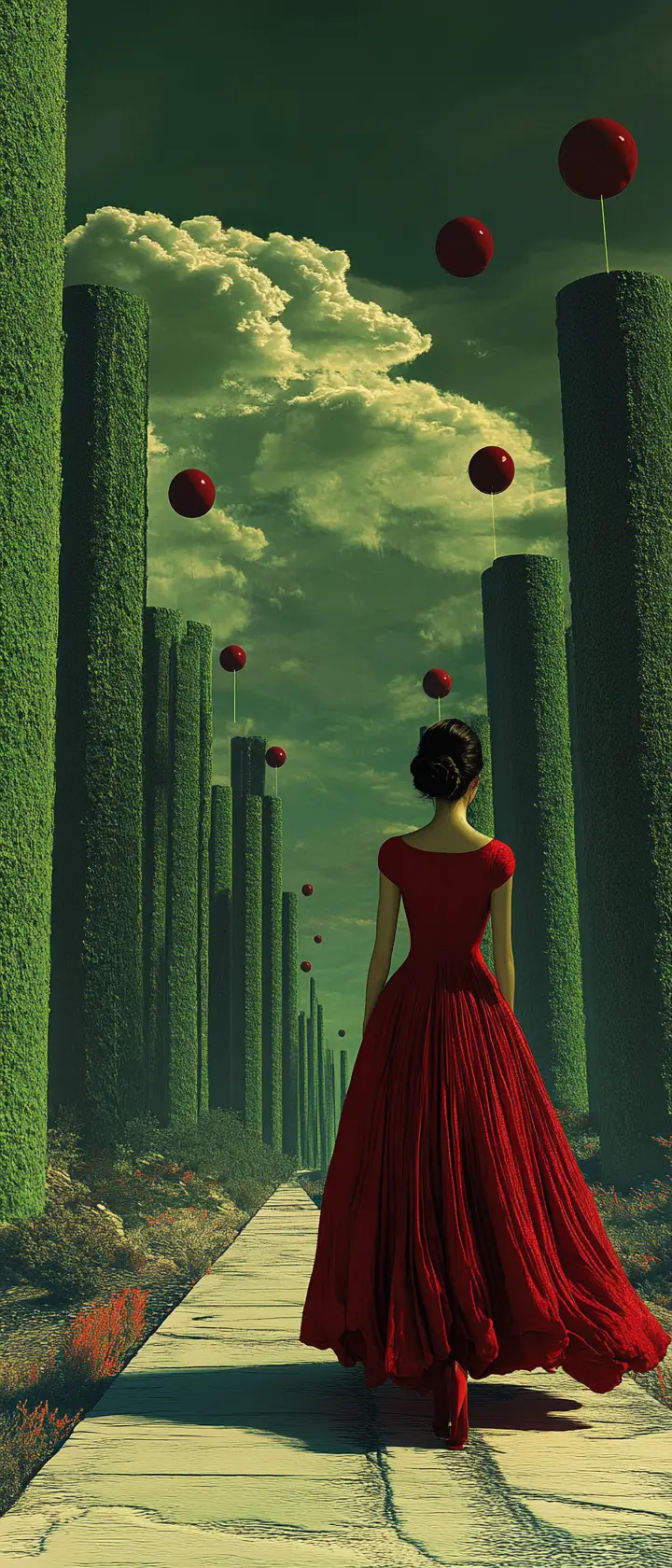 Surreal portrait of a beautiful woman in abstract dreamscape