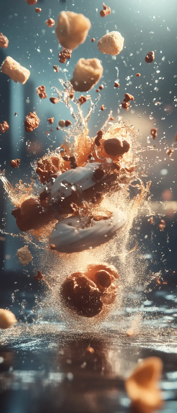 Dynamic cinematic 3D product scene in slow motion