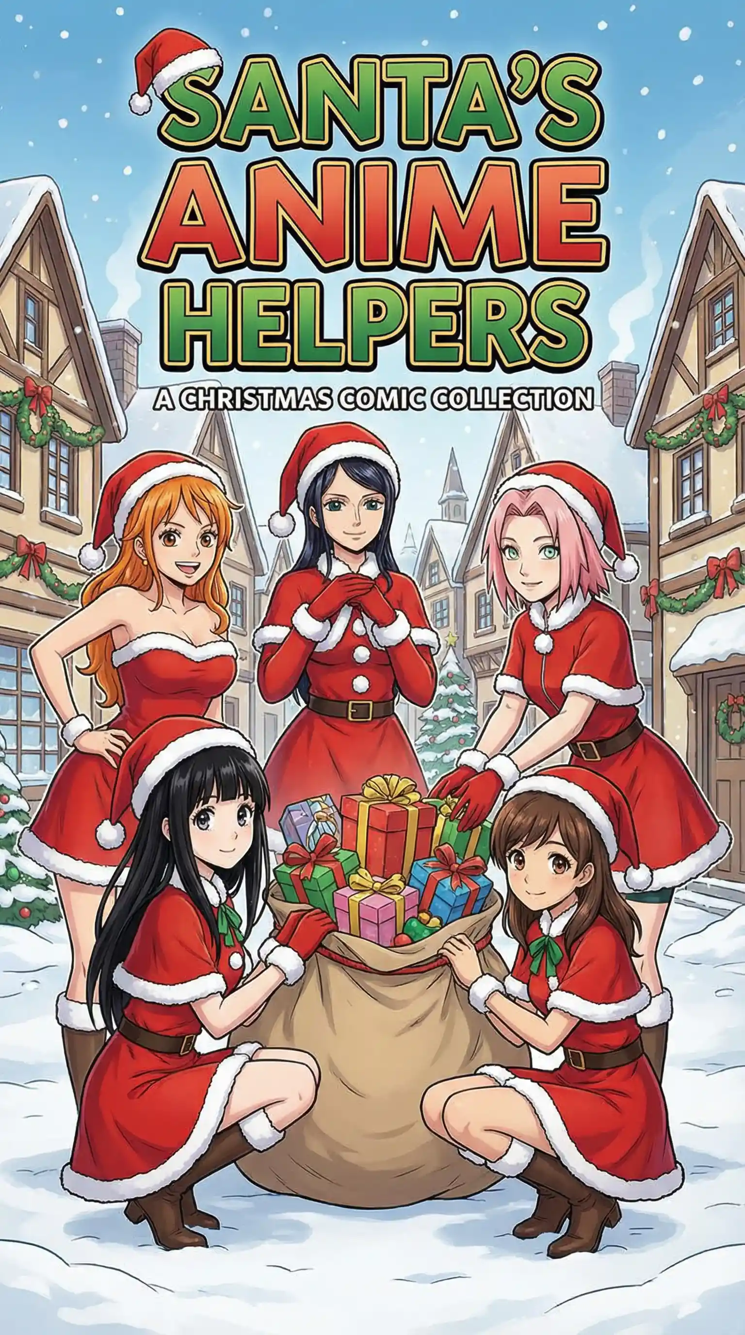 Anime Girls In Festive Santa Christmas Comic Collection