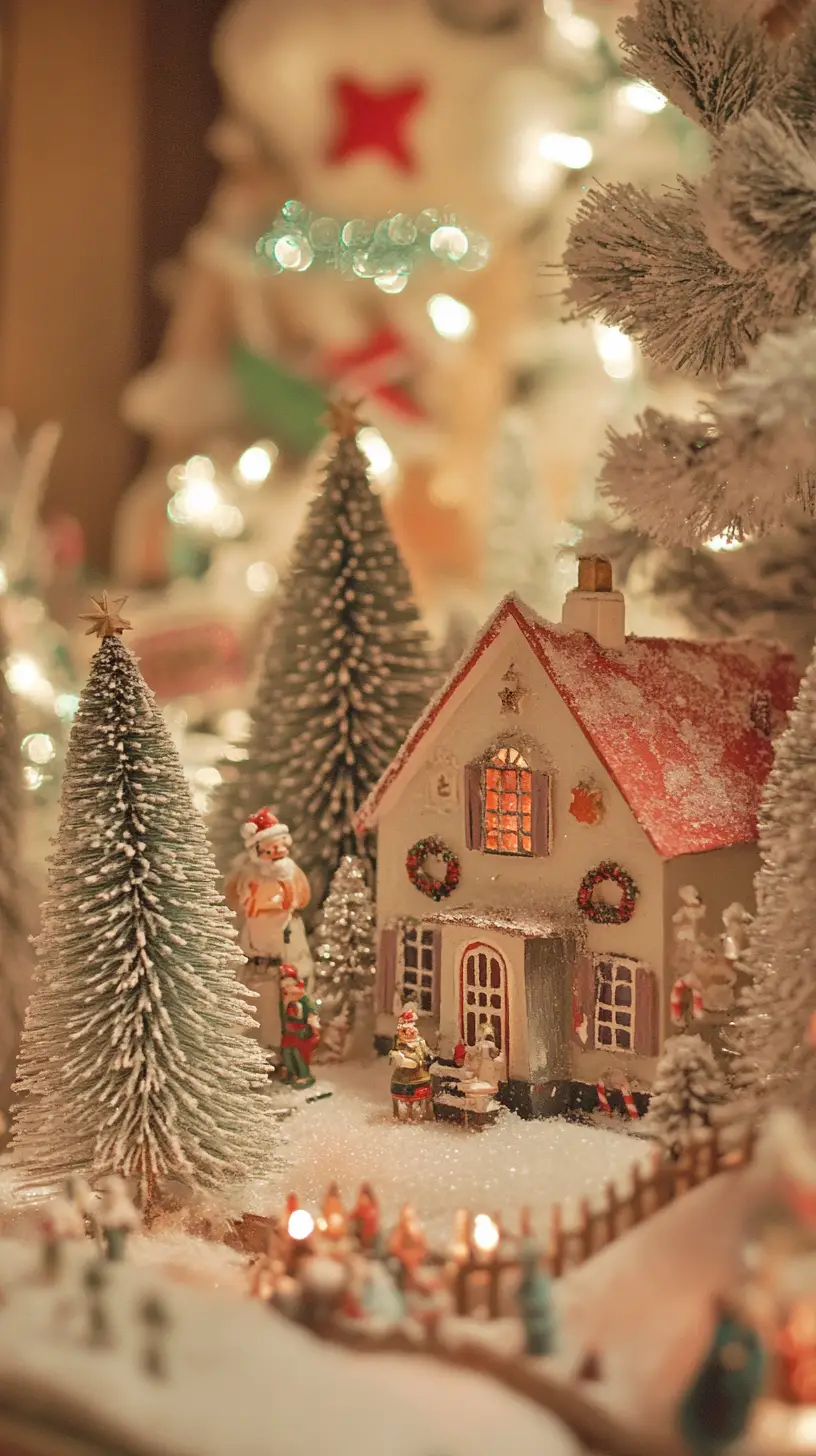 Vintage 1950s Christmas ornament in a scenic setting
