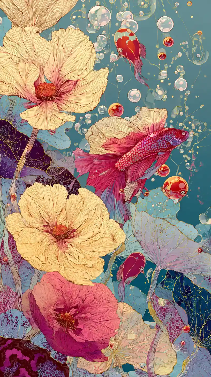 Graceful woman floating in a dreamy underwater world