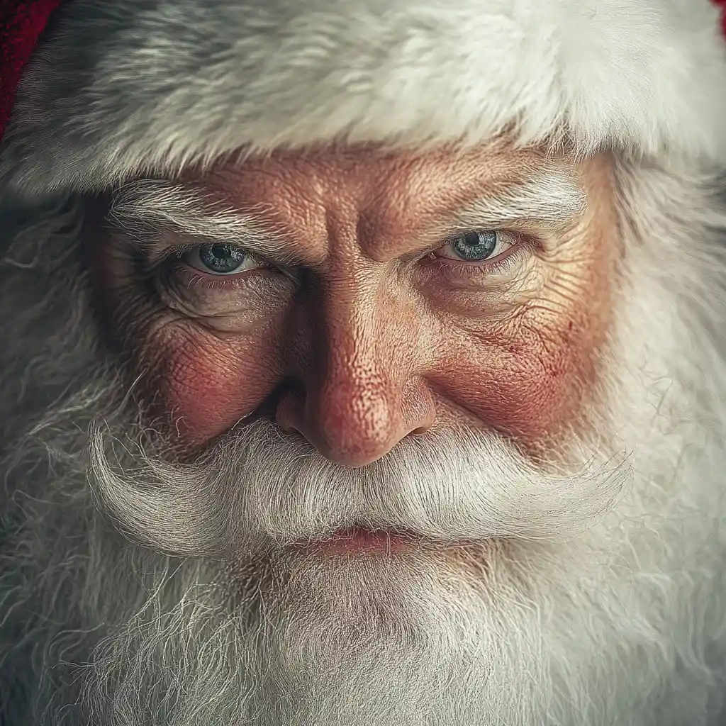 Warm close up portrait of an elderly Santa Claus