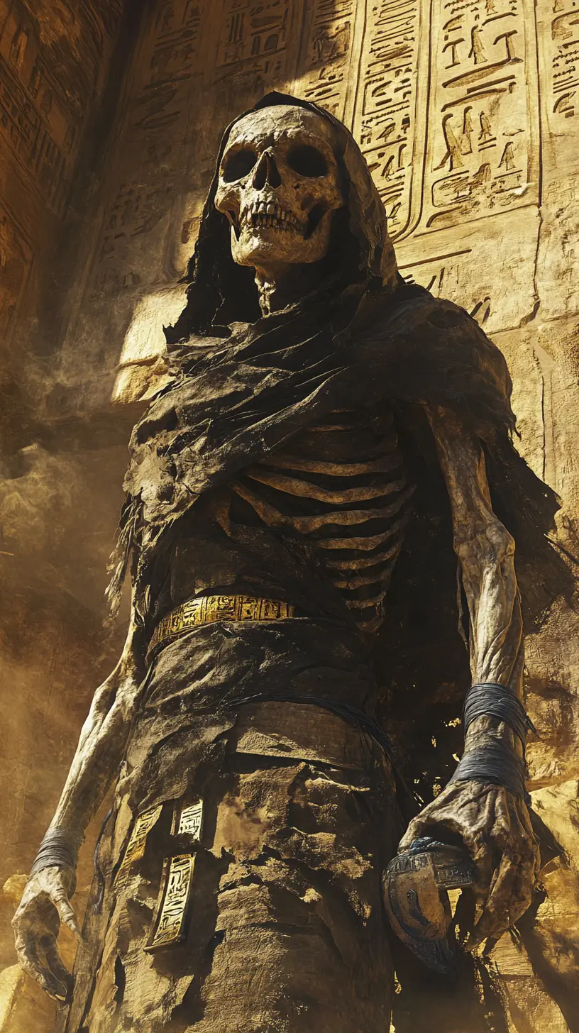 Ancient Mummified Witch In A Ruined Egyptian Temple