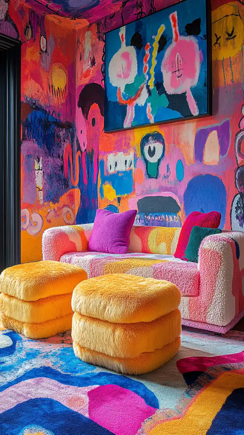 Abstract fusion of postmodern and romantic painting aesthetics