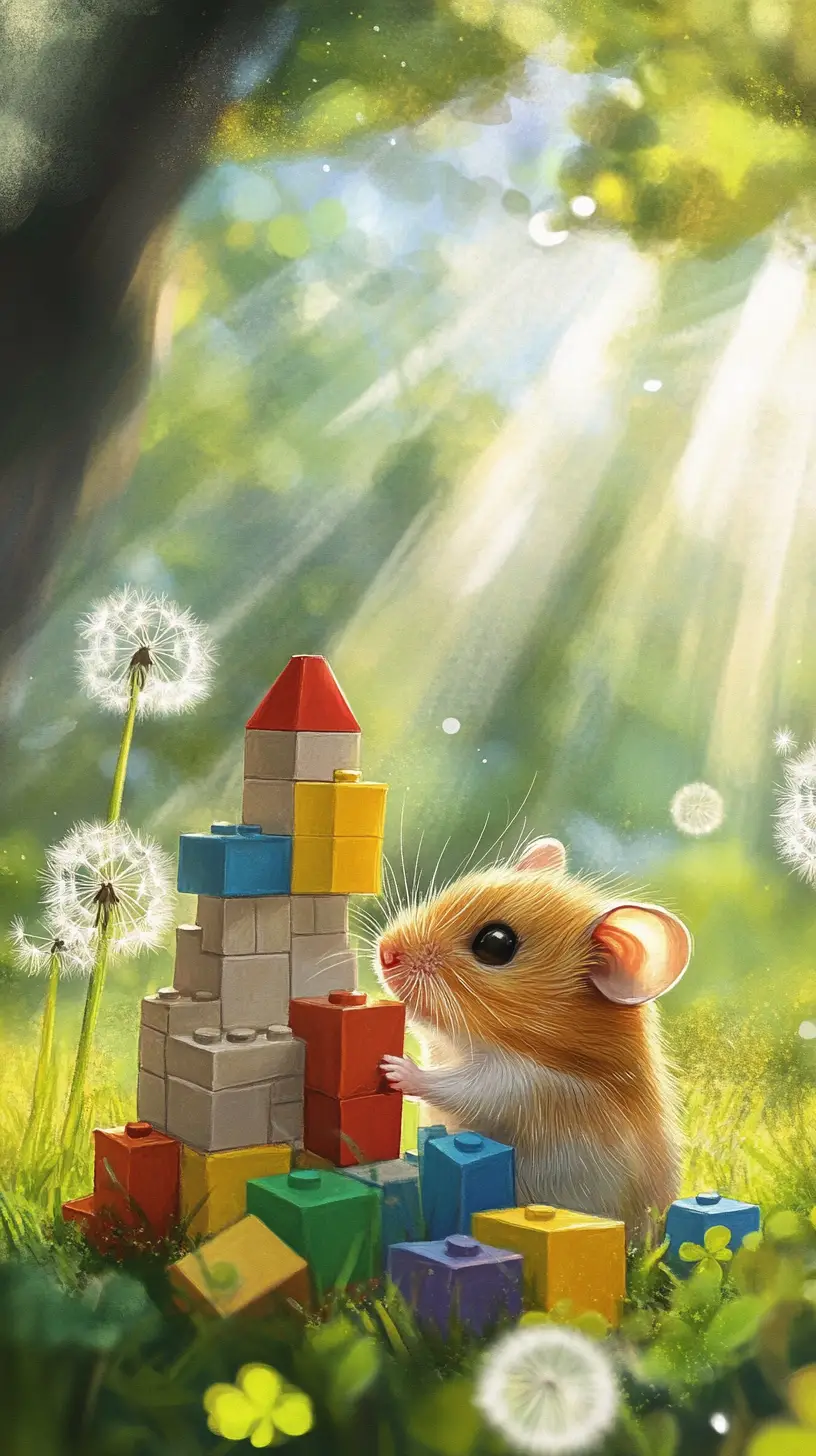 Playful Hamster Building A Tiny Castle In A Meadow