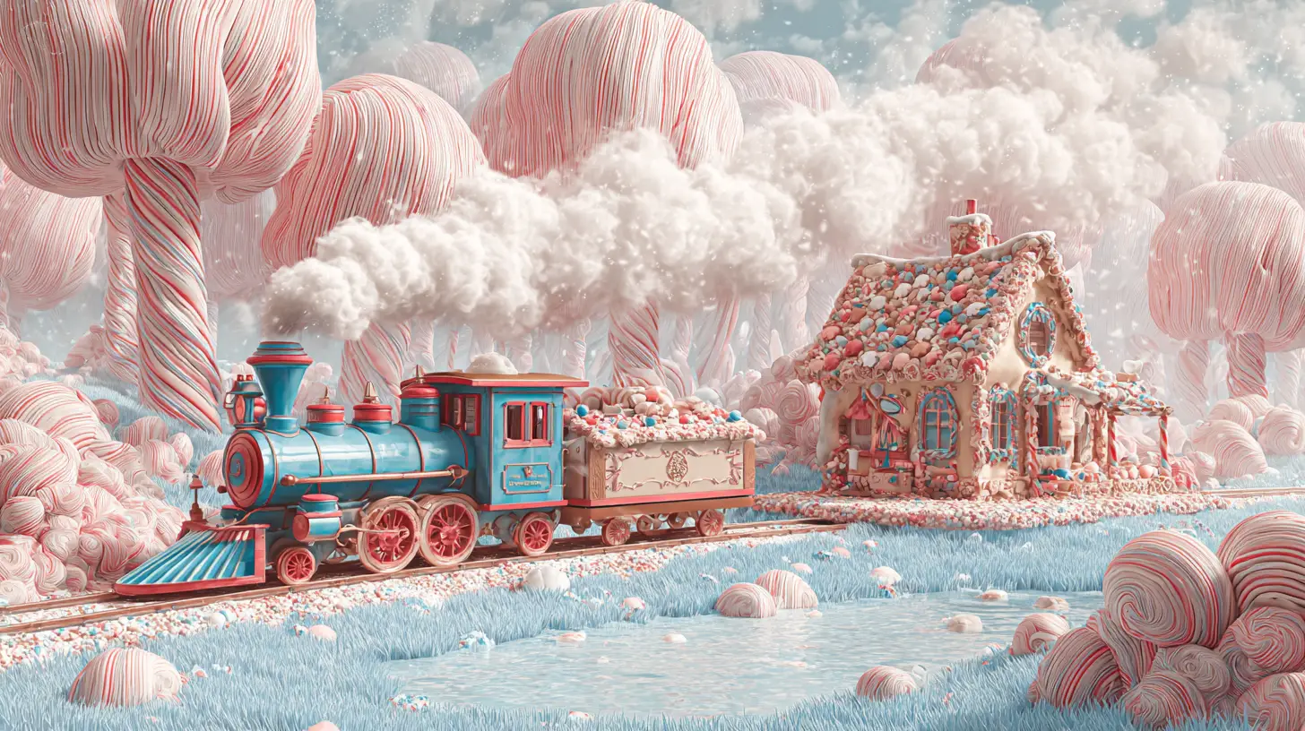 Enchanting Candy Land With Dessert Train And Chocolate House