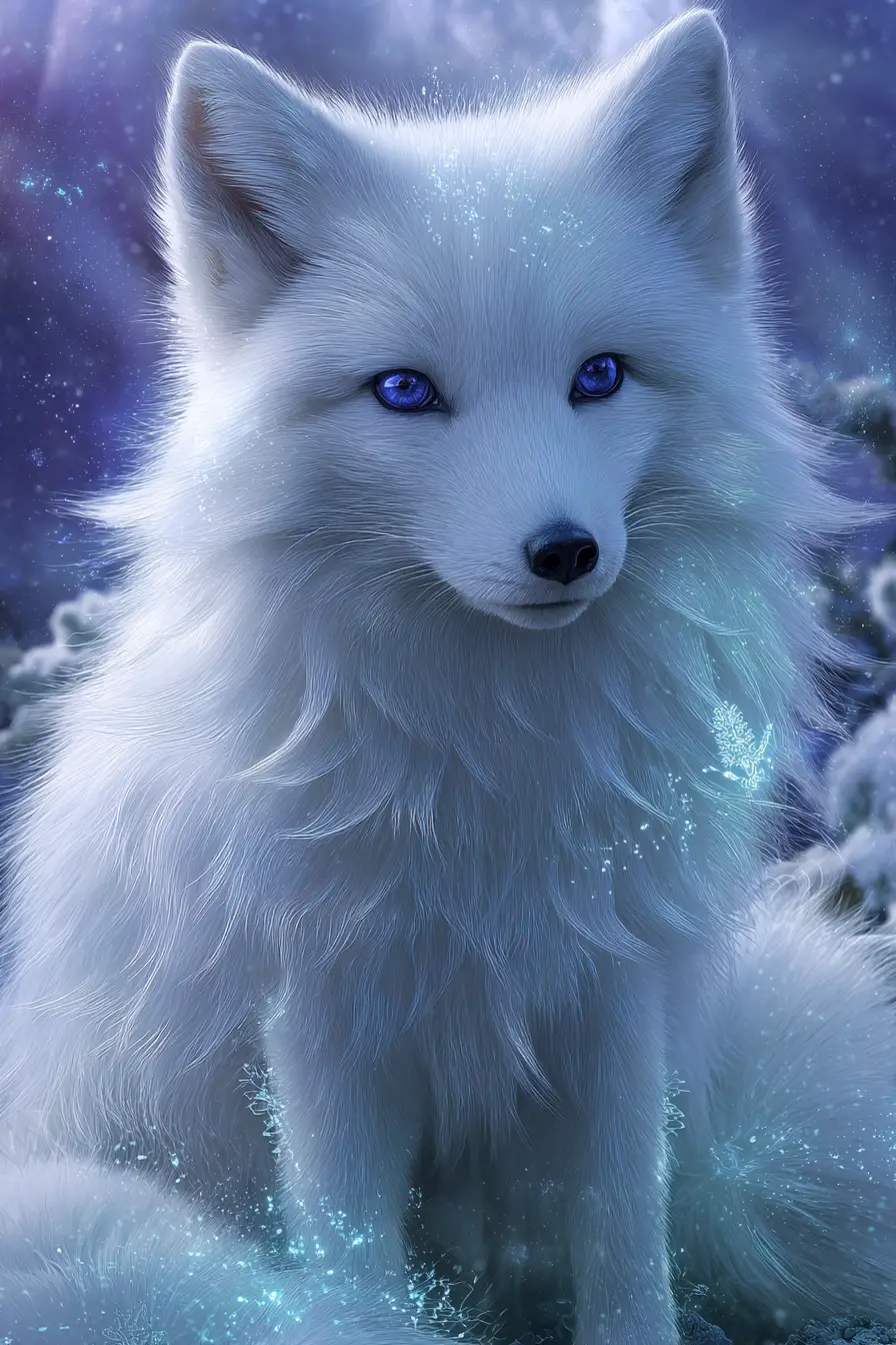 Majestic White Fox In Enchanted Snowy Forest Portrait
