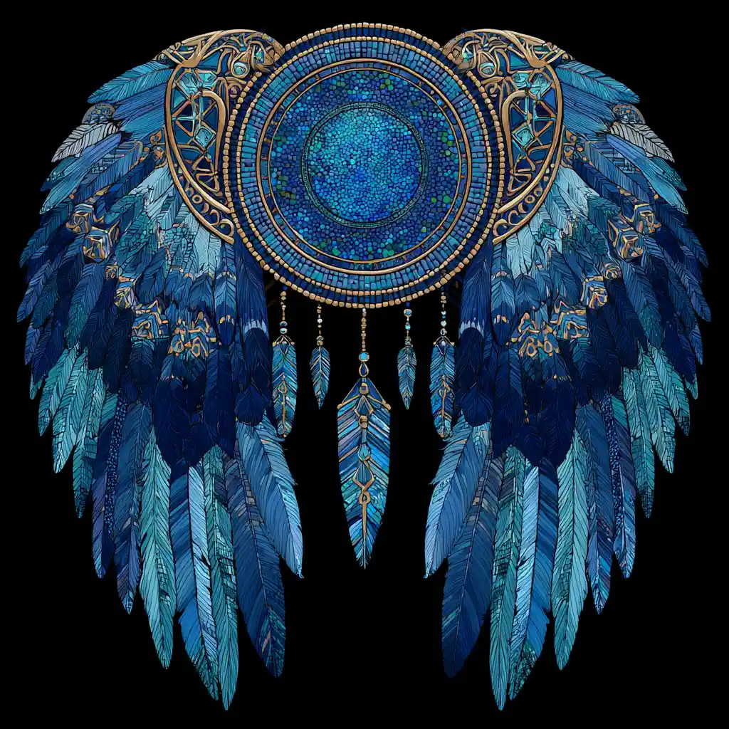 Mystical dreamcatcher of wings feathers and opal