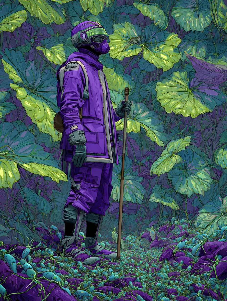 Sinister figure in suit amid alien insect swarm