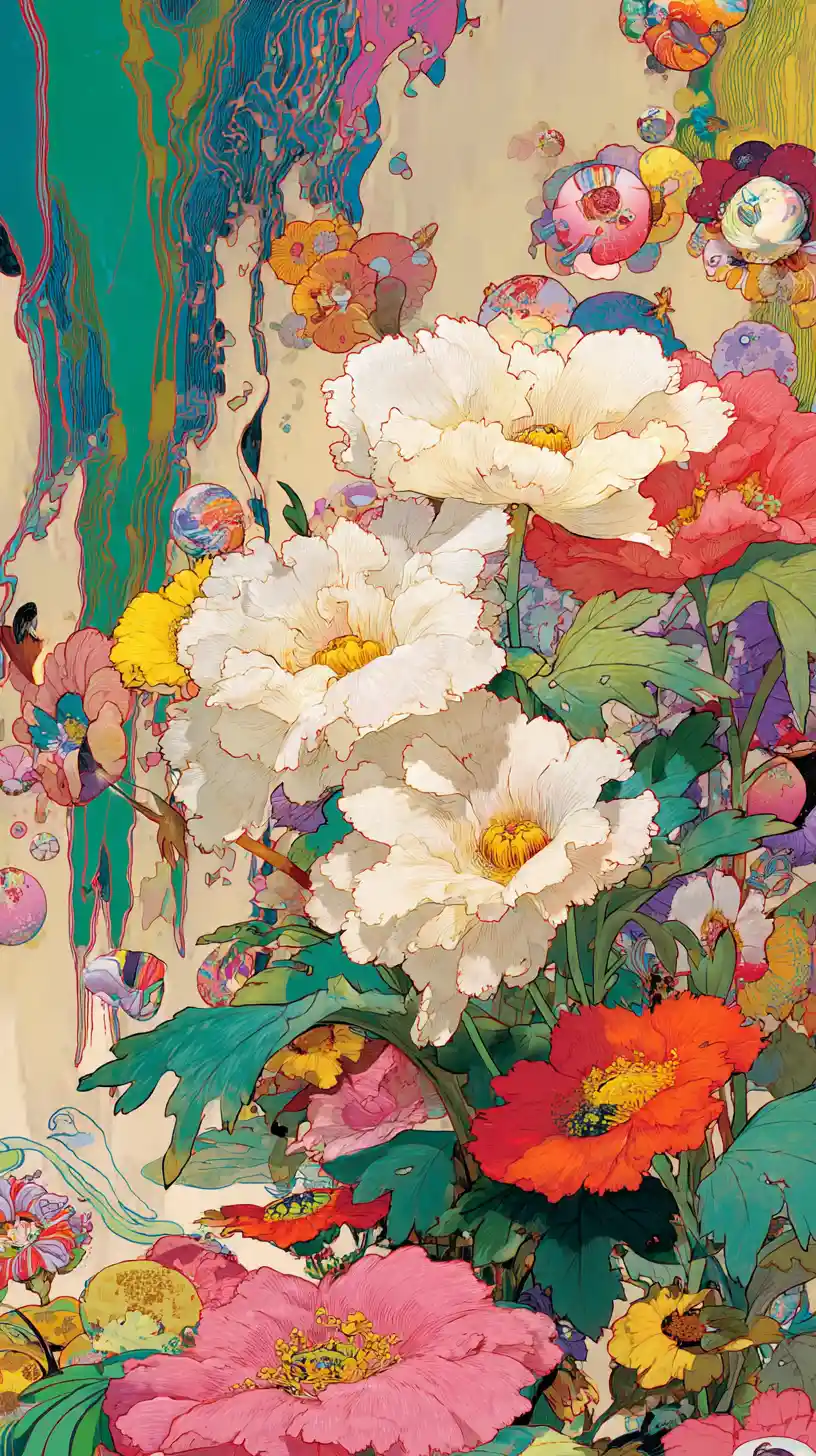 Surreal florals blending ethereal elegance and pop art whimsy