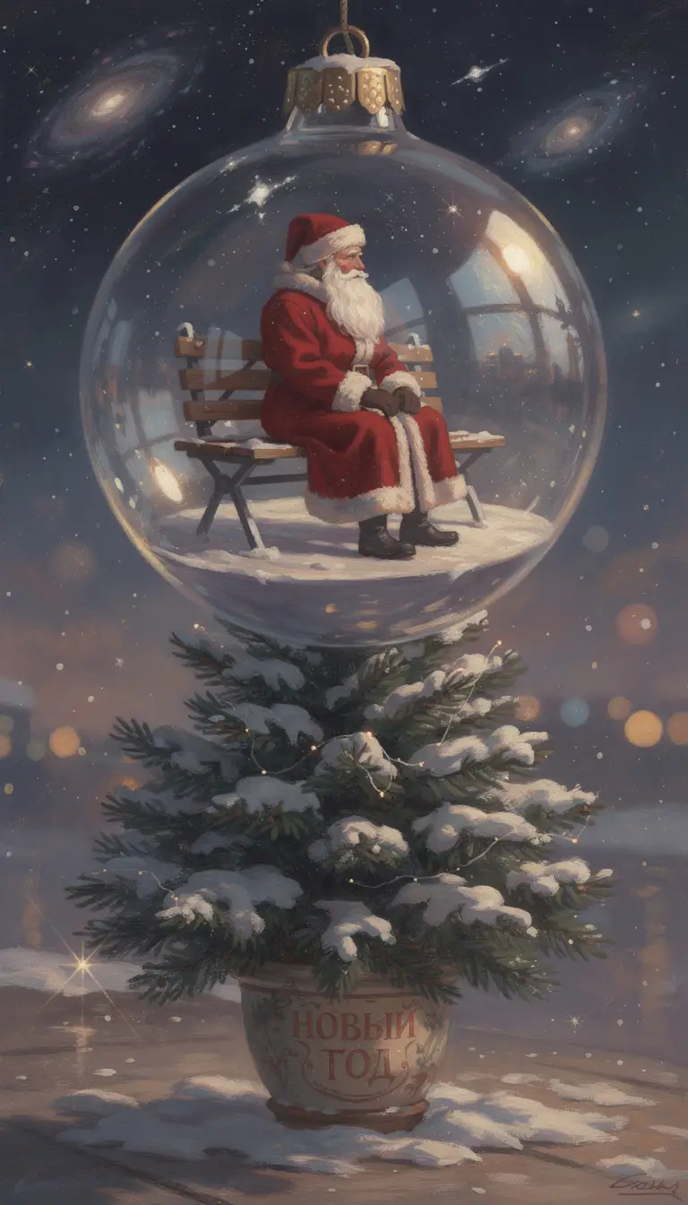 Soviet Santa Inside A Floating Christmas Tree Ornament