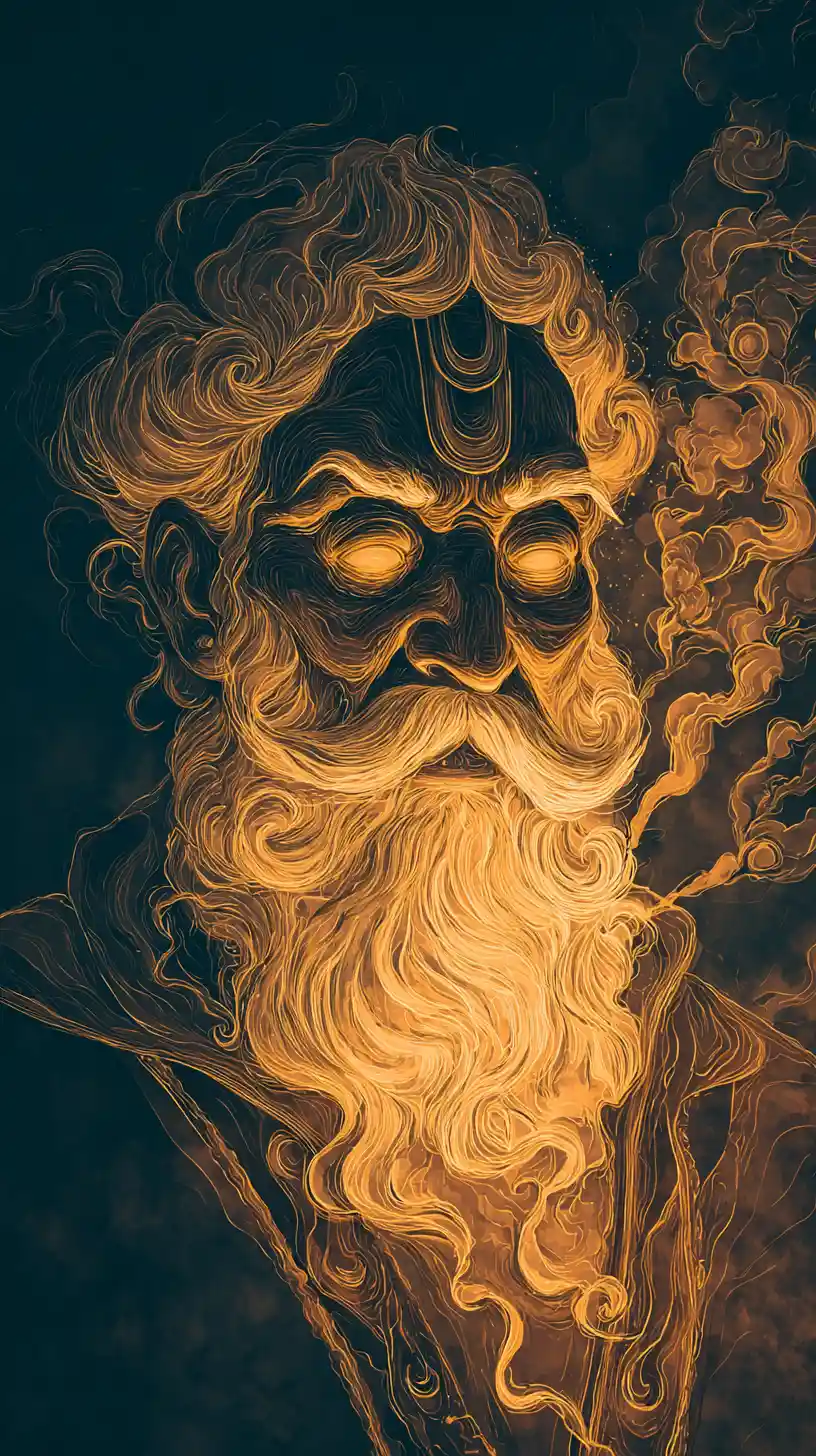 Indian inspired santa portrayed as a glowing divine figure