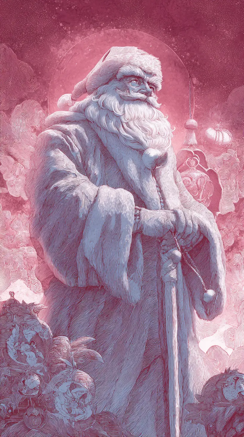 Infrared Santa Claus With Magical Rim Light Illustration