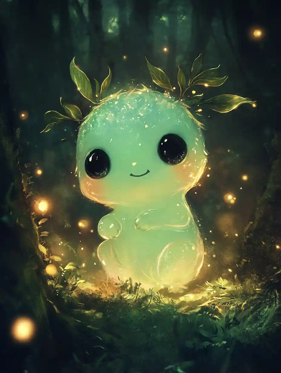 Glowing Forest Spirit In A Dreamy Nighttime Glade