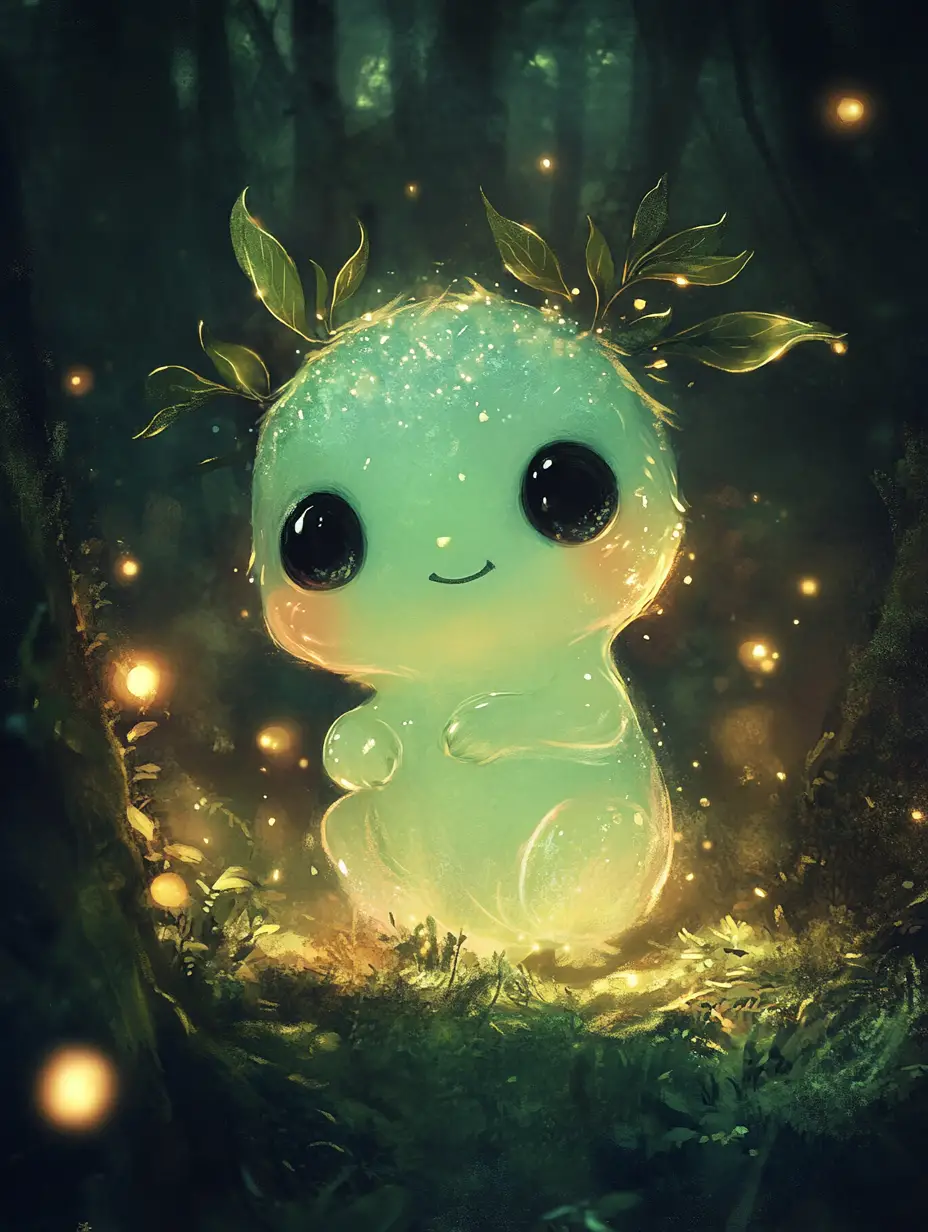 Glowing Forest Spirit In A Dreamy Nighttime Glade