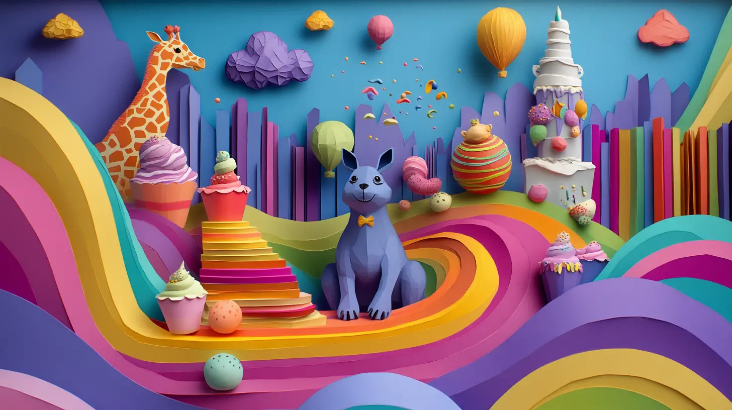 Rottweiler At A Rainbow Wonderland Unbirthday Table