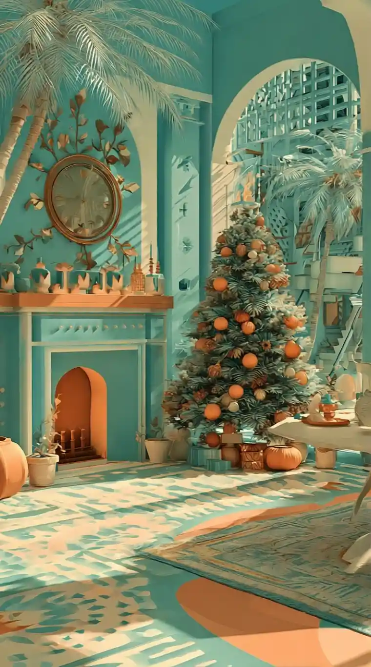 Cozy interior fireplace cleaned of distracting foreground objects