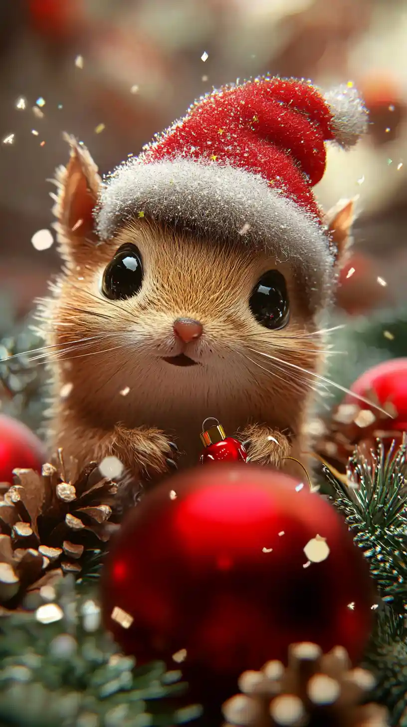 Cute 3D Christmas Animal With Dynamic Holiday Background