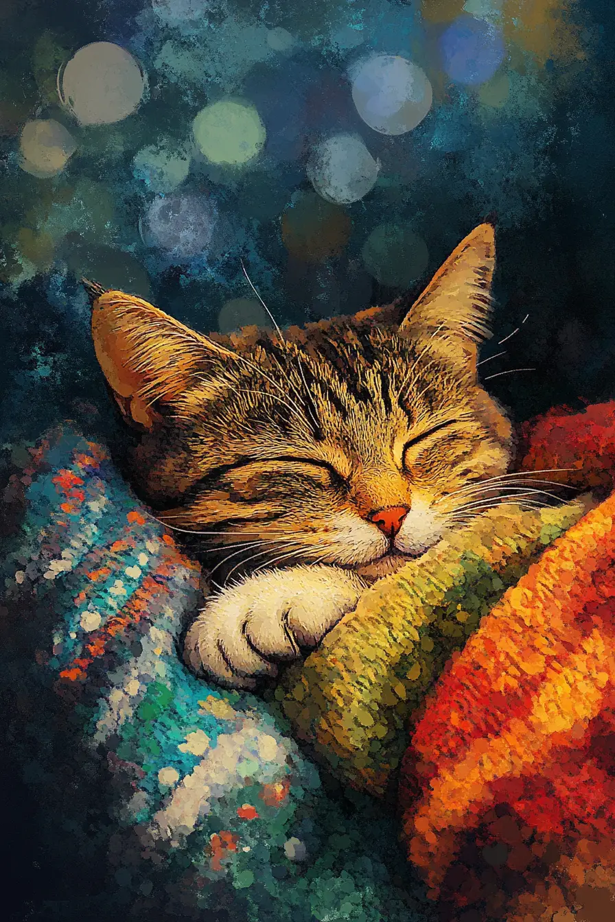 Playful pirate cat sliding downhill in a woolen sock