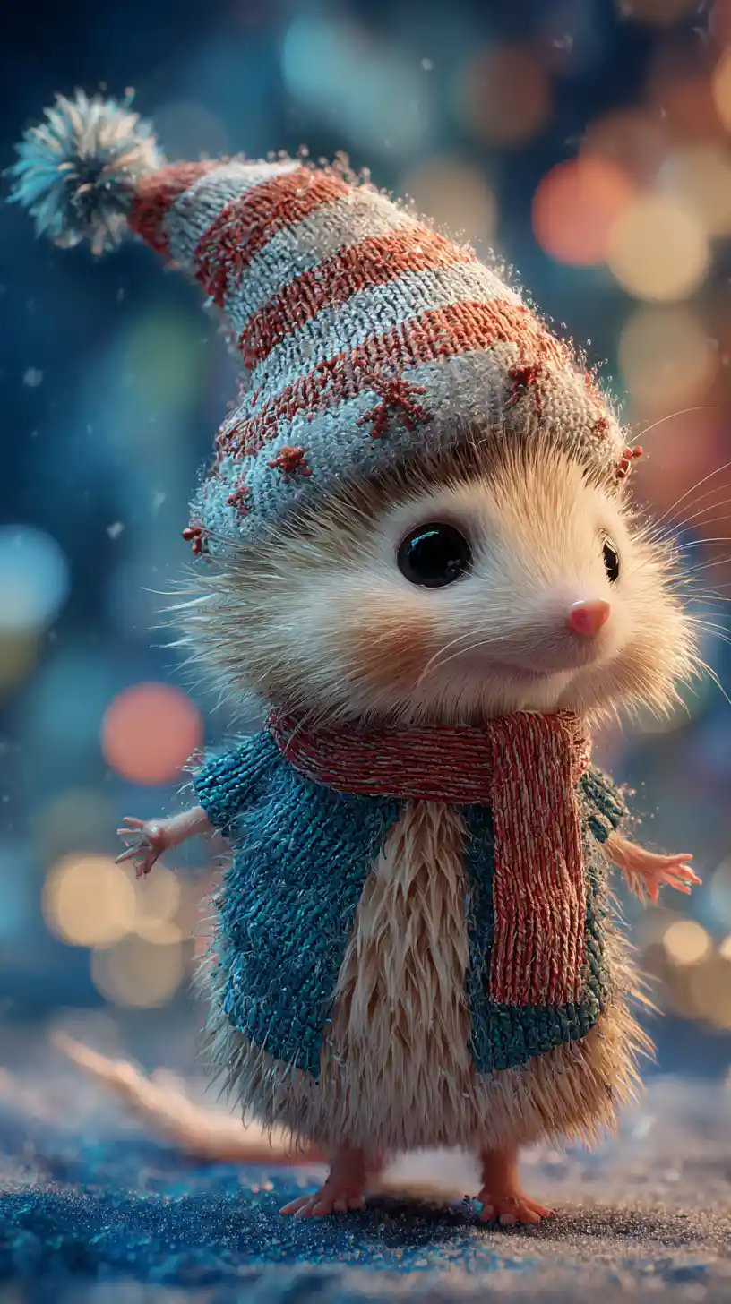 Cute Christmas Animal Character With Festive 3D Background