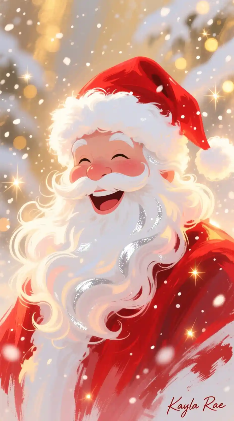 Joyful abstract Santa Claus in glowing festive colors
