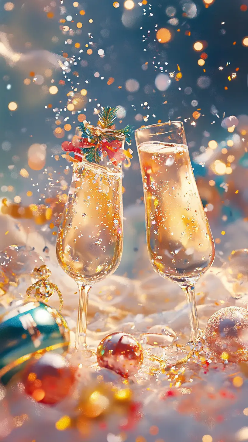 Cheerful New Year greeting card with playful sparkles