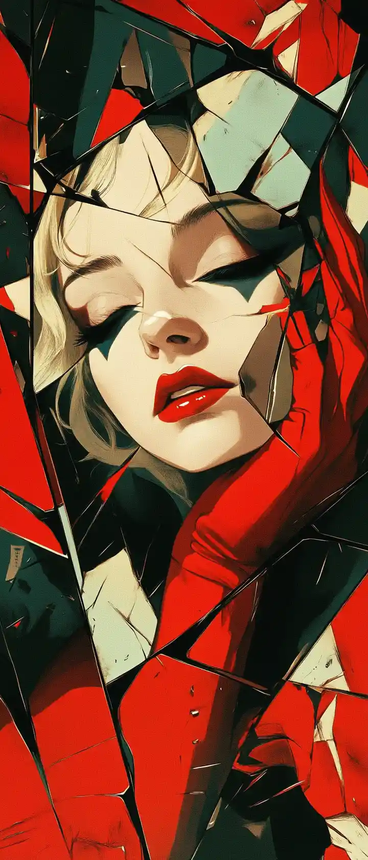 Harley Quinn stellt sich ihren gebrochenen Spiegelbildern in einer Spiegelcollage