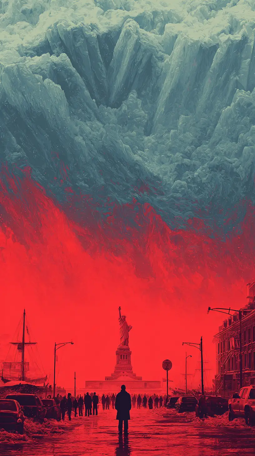 Cinematic urban cityscape inspired by a sci fi disaster film