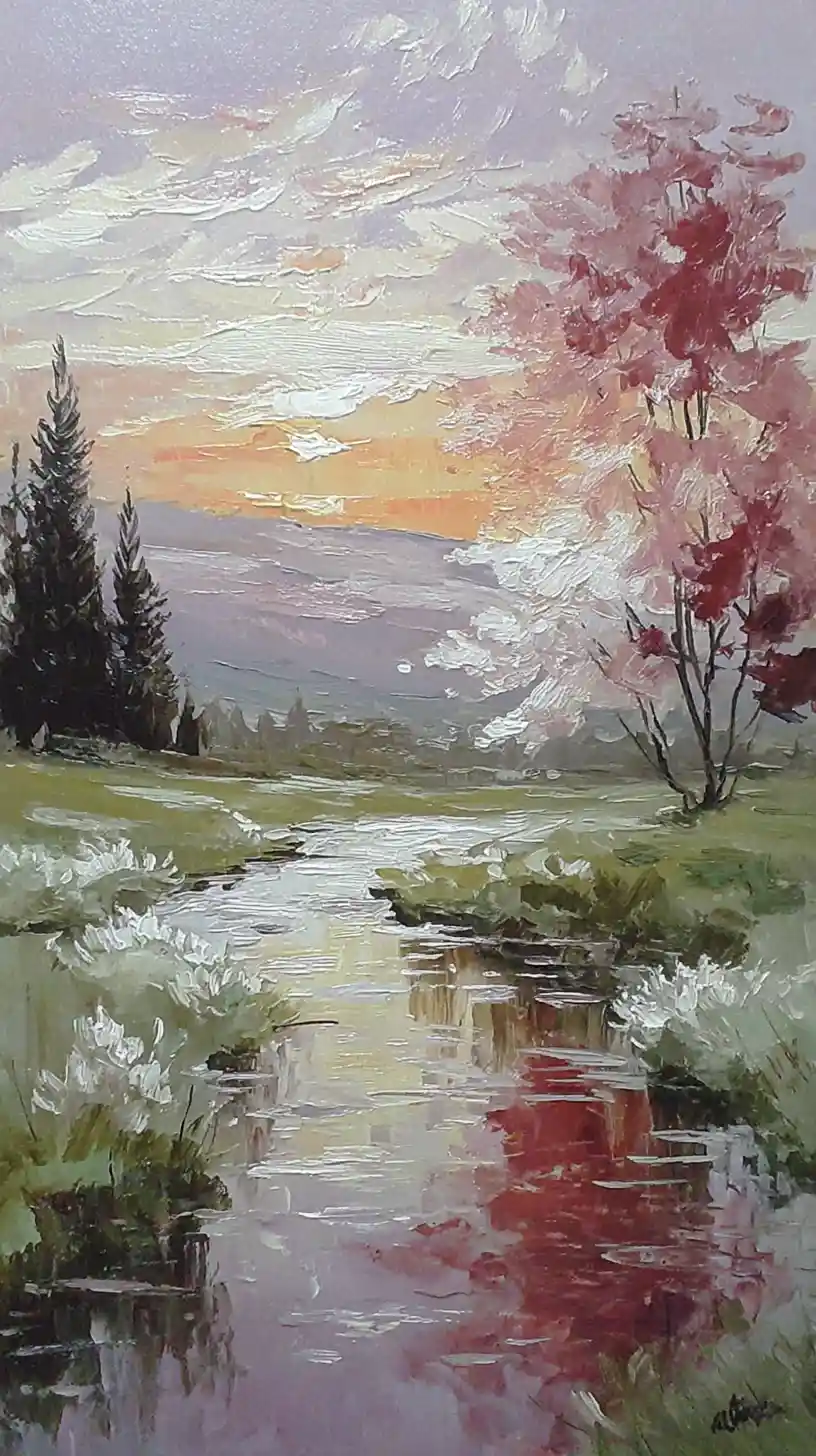 Fantasy oil painting of a beautiful dreamlike landscape