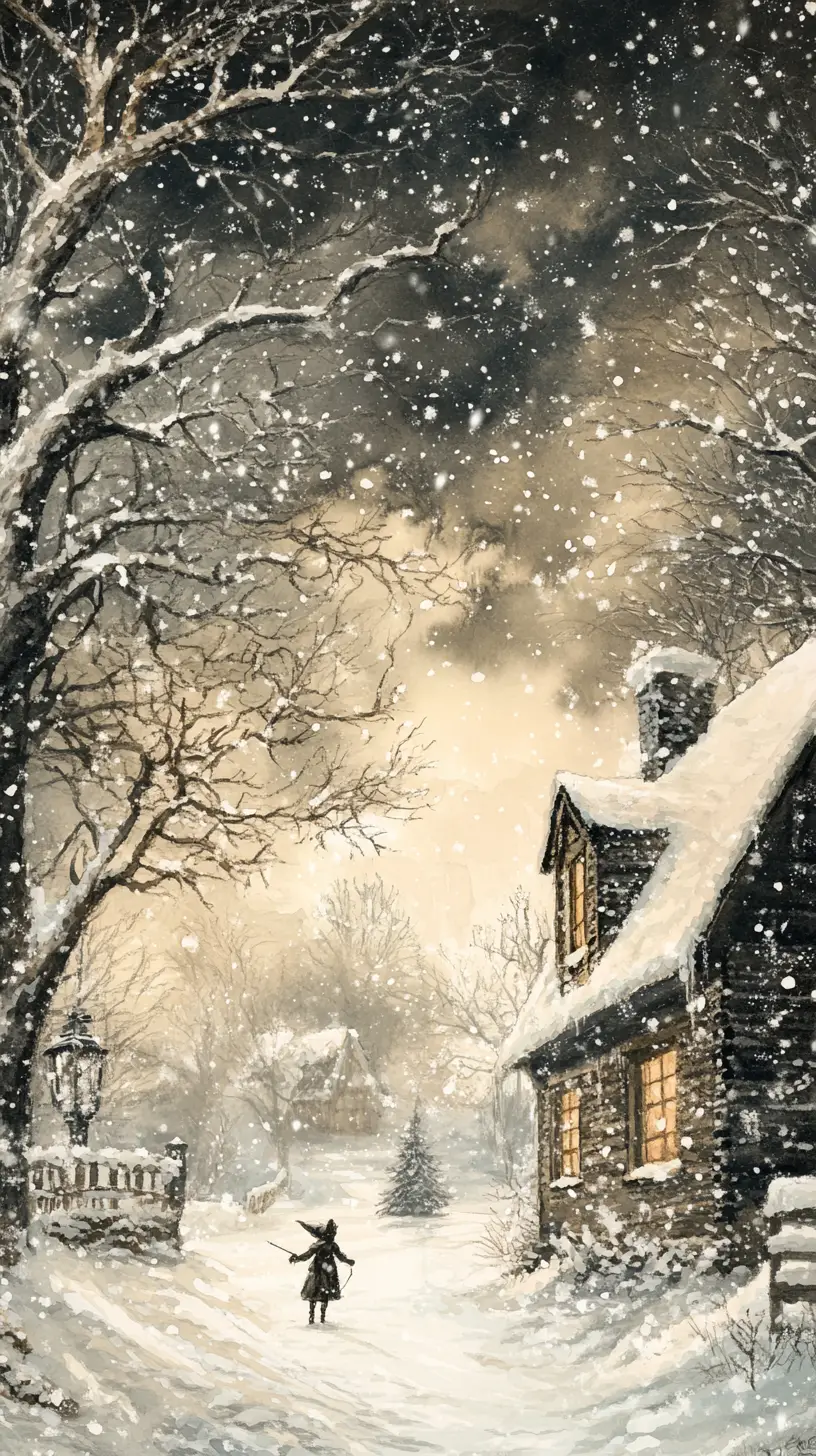 Magical Elves Playing In A Snowy Winter Landscape