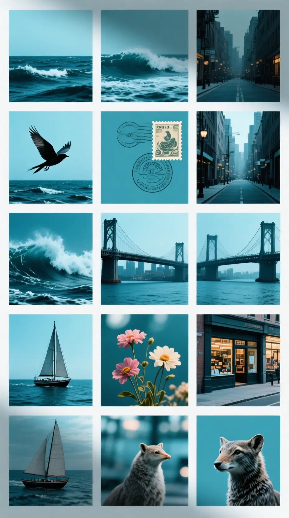 Modern teal photo collage in clean grid layout