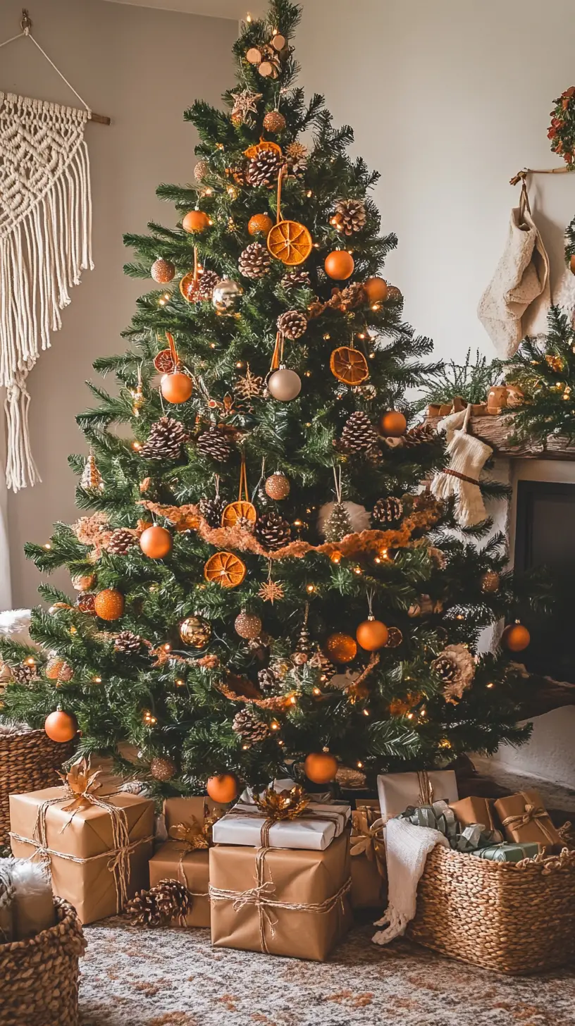 Cozy Living Room With Rustic Christmas Tree Decor
