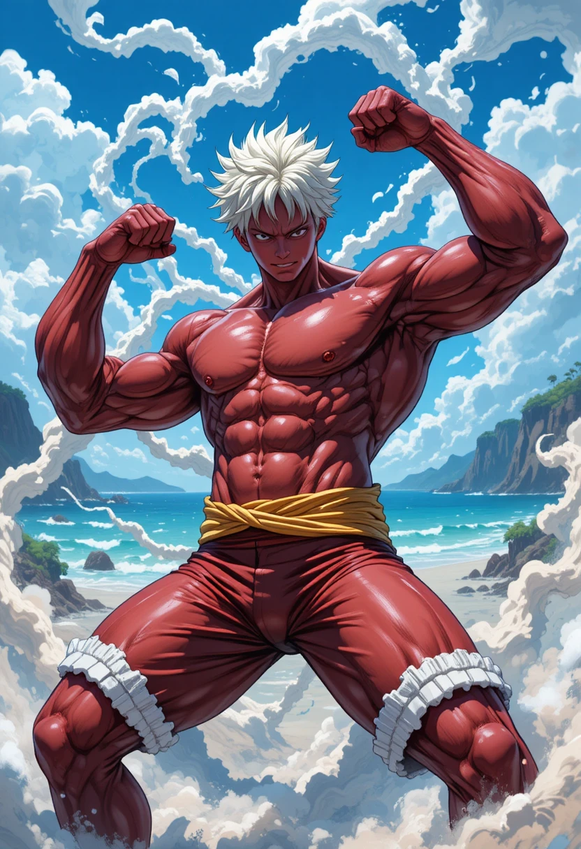 ダイナミックな全身バトルポーズのアニメ戦士