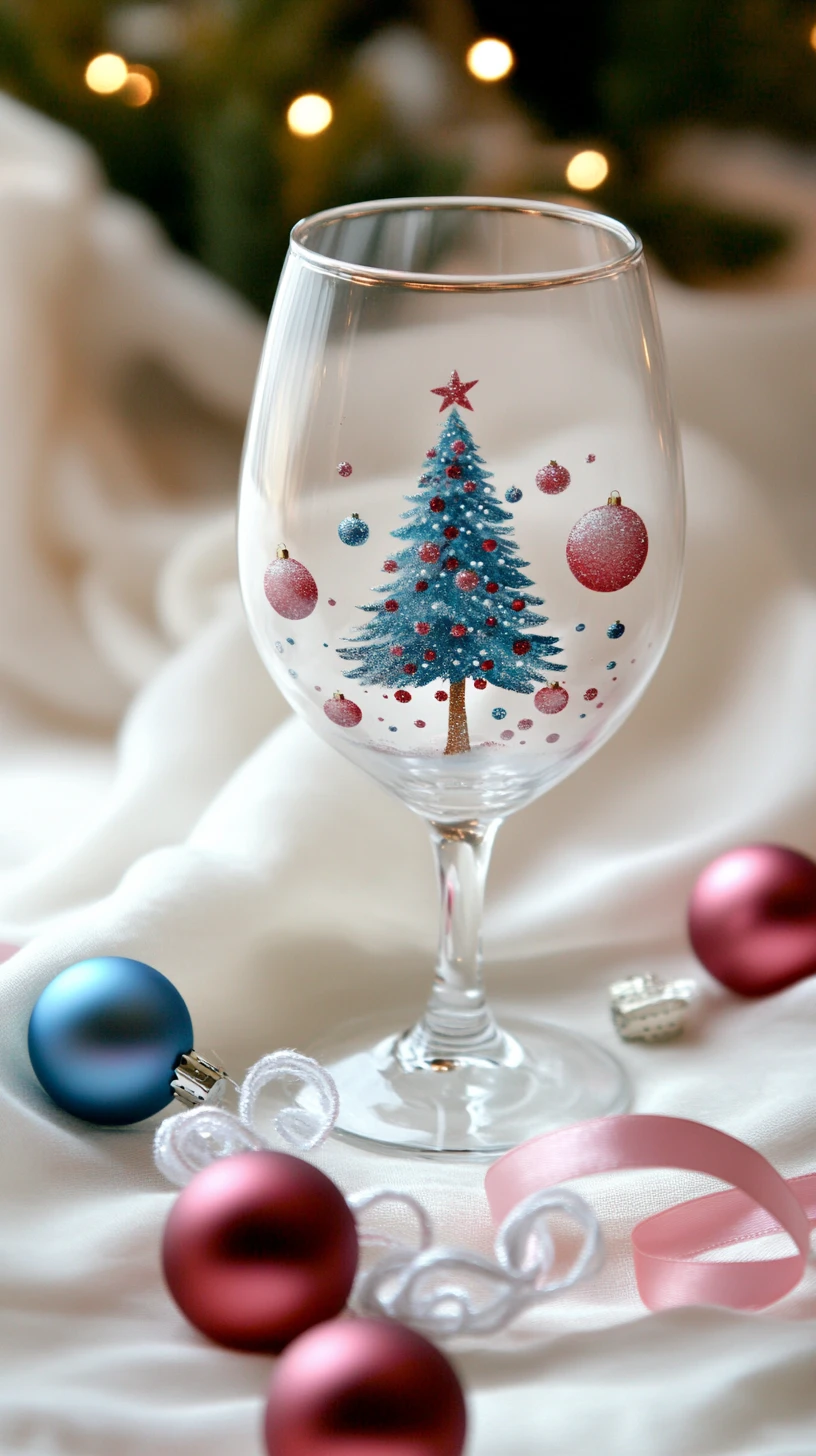 Mug de Noël et verre de vin avec boules festives colorées