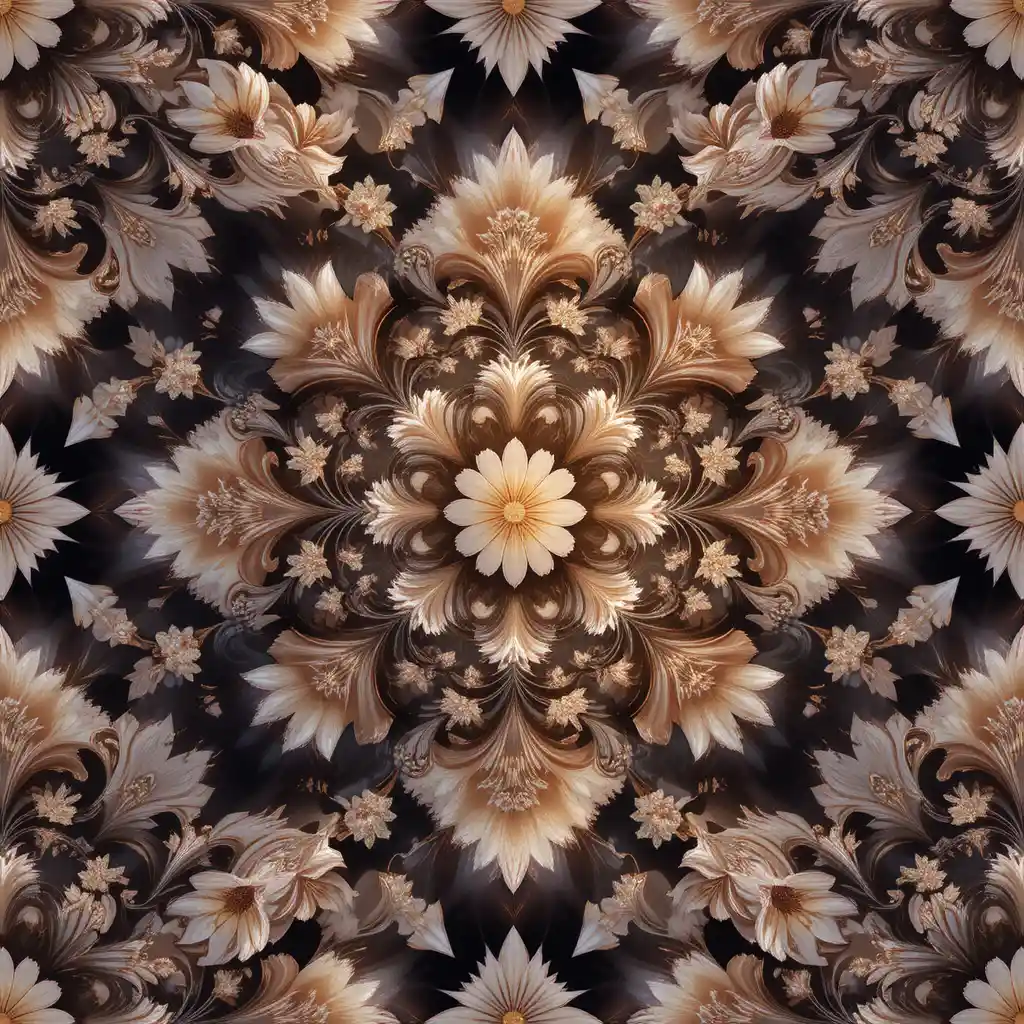 Elegant fractal floral pattern with flowing cherry blossom forms