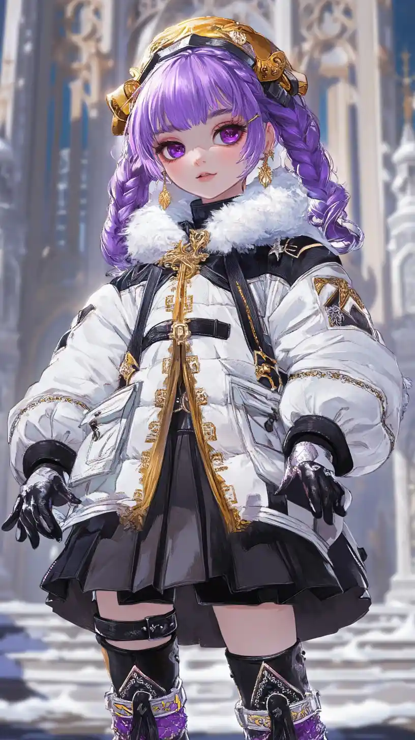 Anime church at the city edge with battling fire and ice
