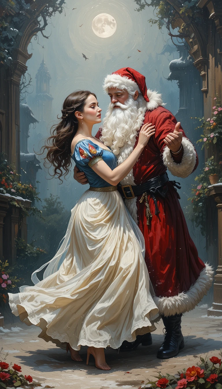 Santa Claus Dancing Joyfully With A Fairy Tale Princess