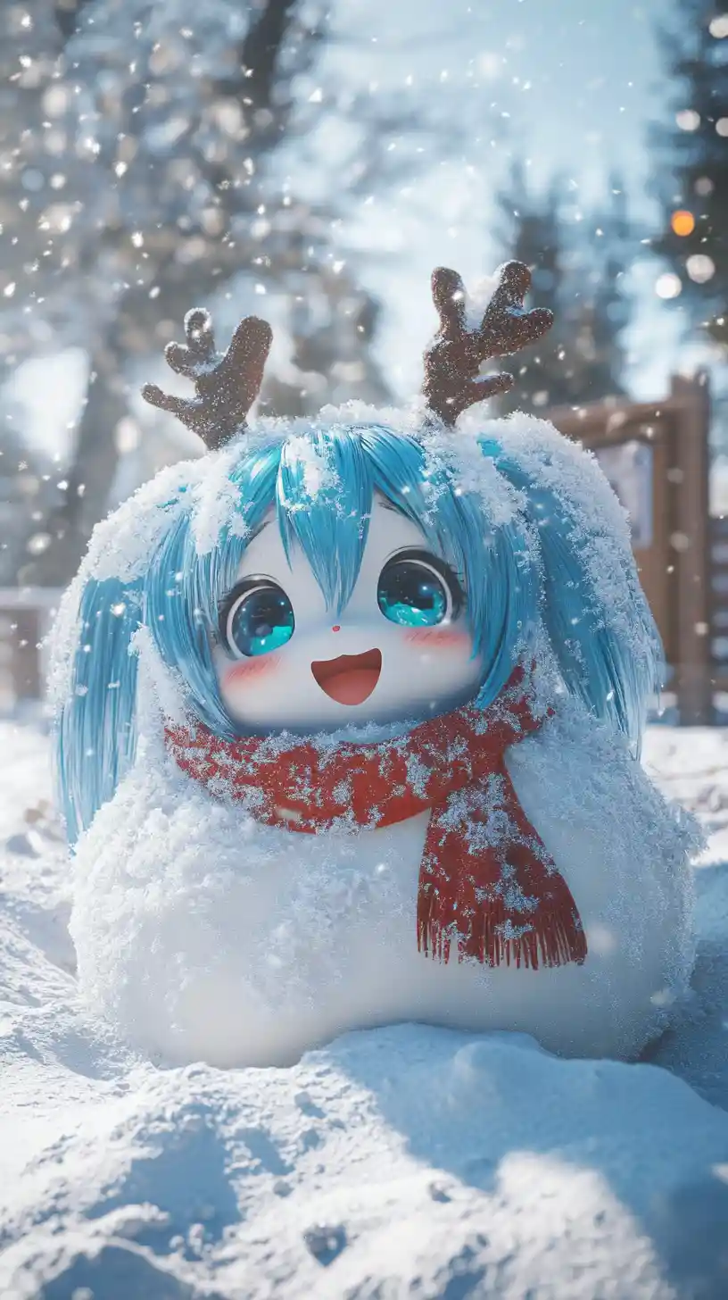 後院深雪中跳出來的開心女孩