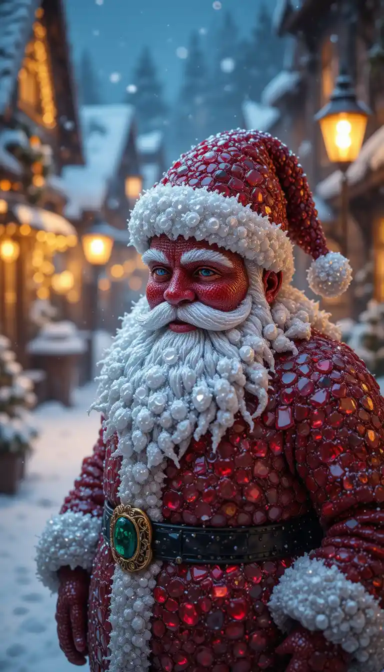 Babbo Natale di Gemme nella Notte del Villaggio di Natale Nevoso