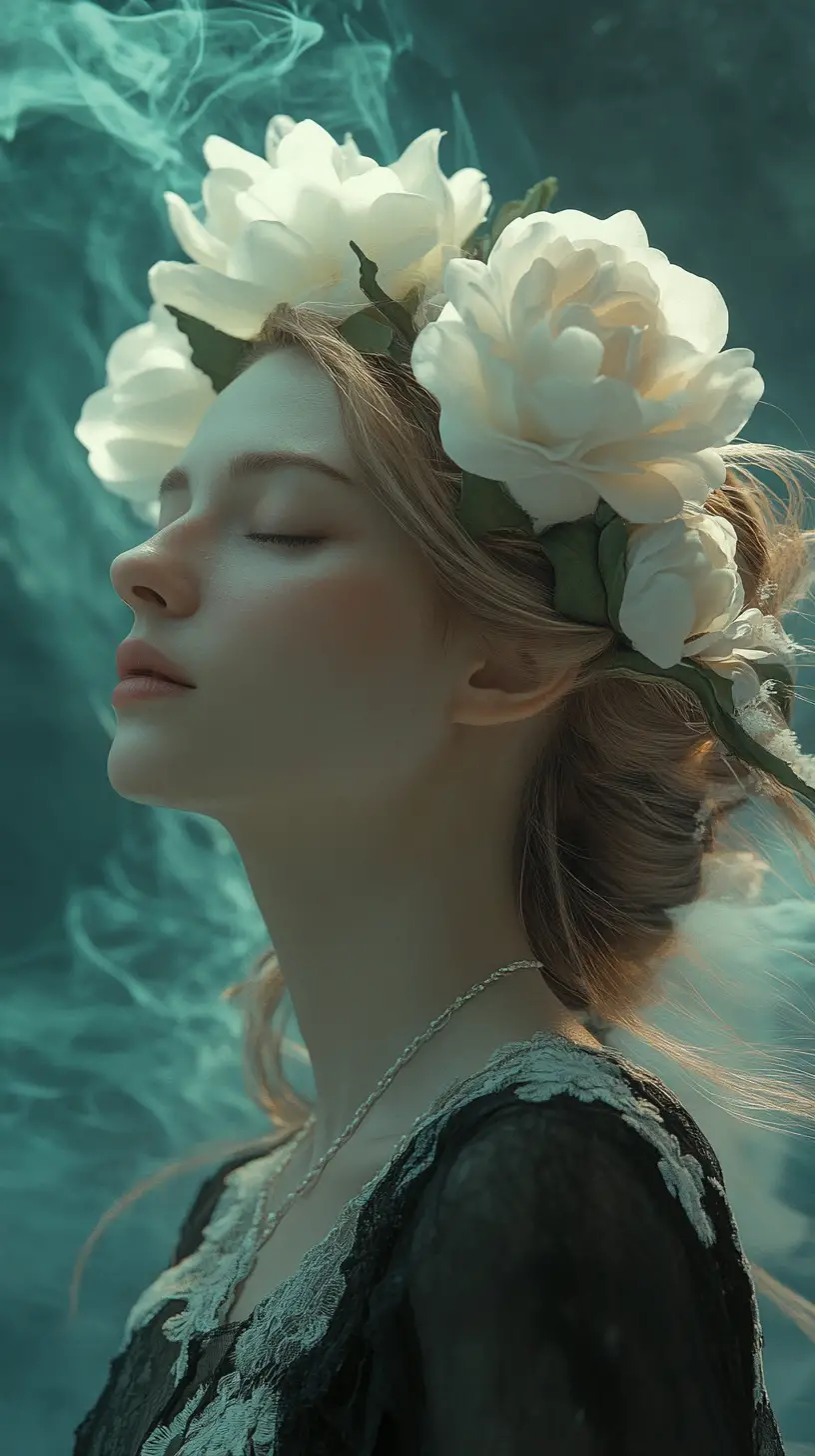 Surreal portrait of a beautiful girl in luminous fantasy tones