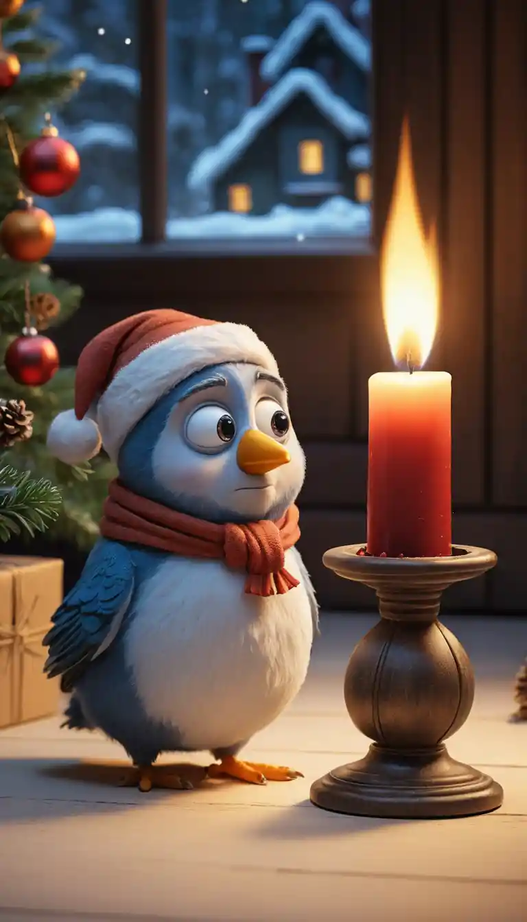 Two cute Christmas elves lighting a candle together