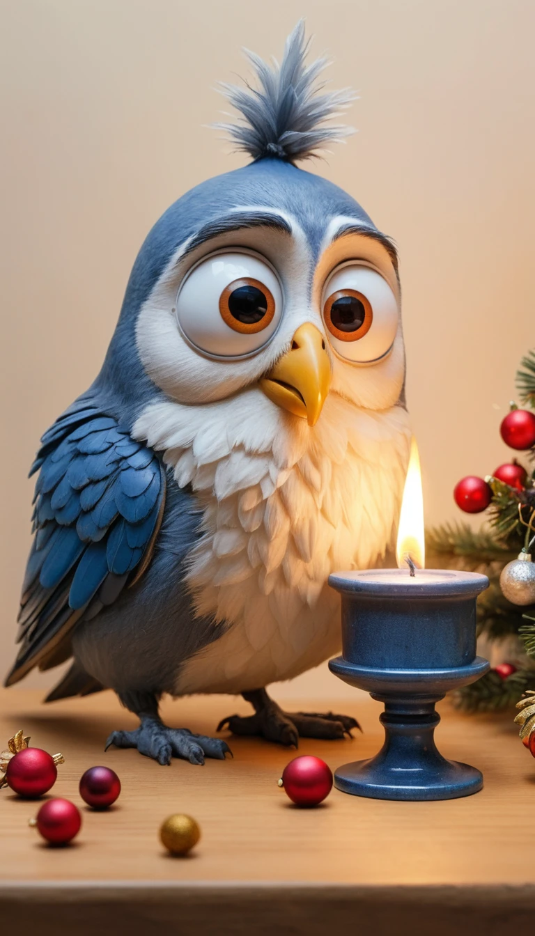 Two cute Christmas elves lighting a large white candle