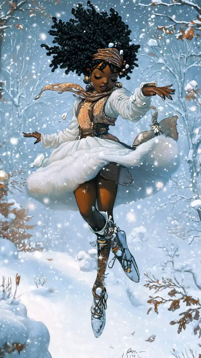 雪中奇幻景致中的迷人精靈女子