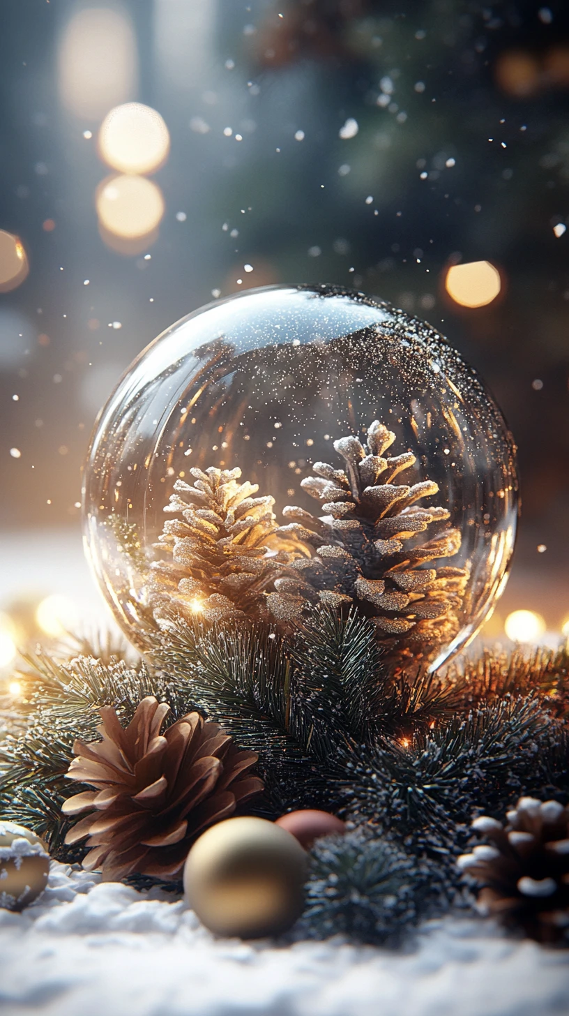 Festive glass globe Christmas still life in soft light