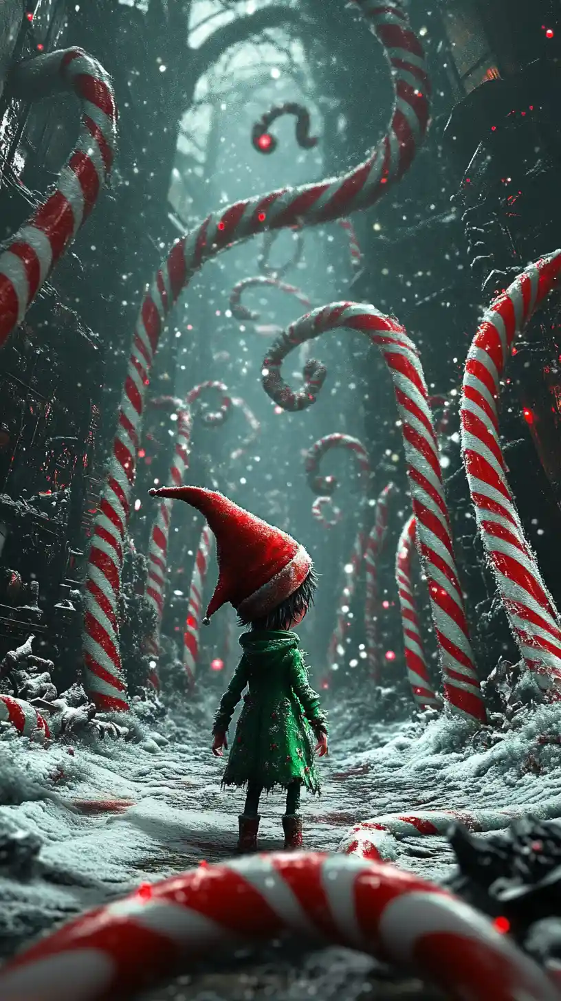 Twisted Christmas elf at the edge of the North Pole