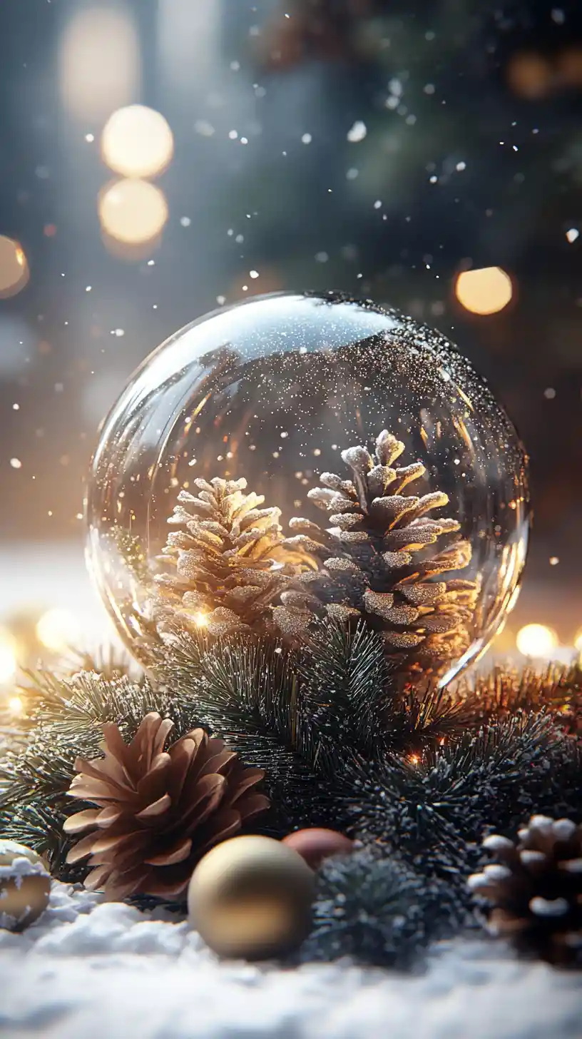 Festliches Weihnachts-Stillleben mit Glaskugel im sanften Licht