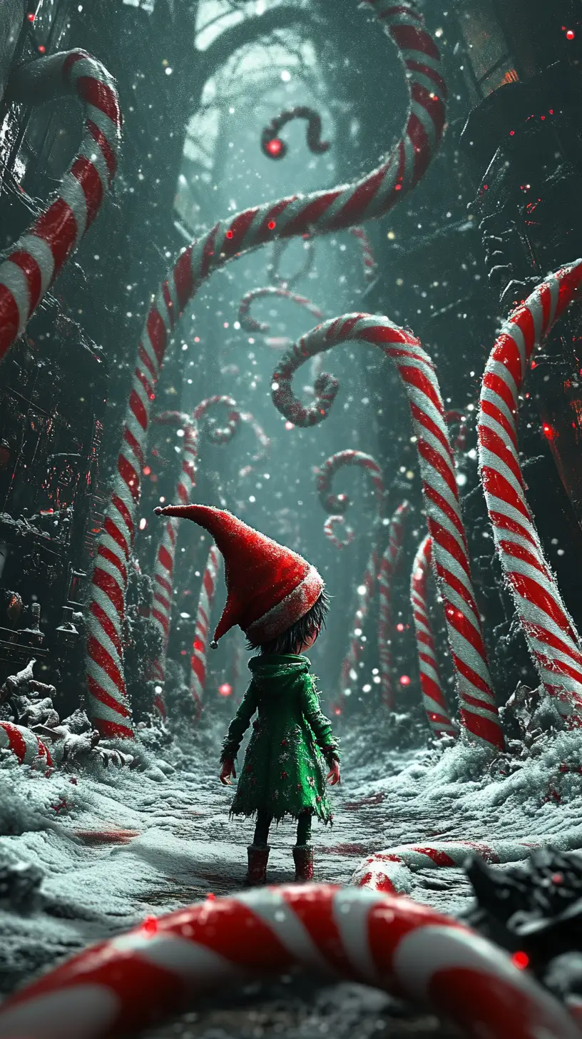 Twisted Christmas elf at the edge of the North Pole