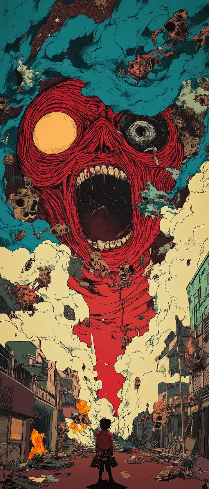 Tsunami Of Human Memories As Psychedelic Flesh Wave