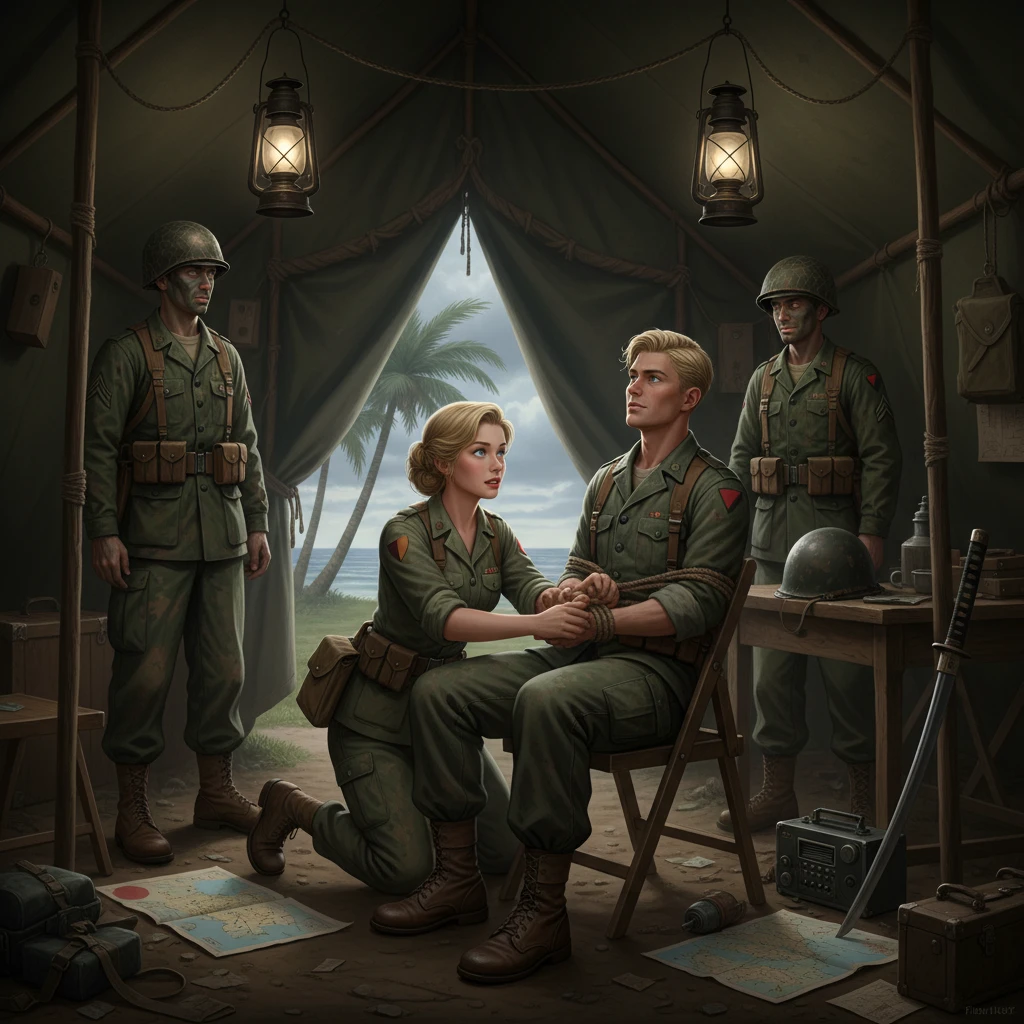 US soldiers in a Pacific World War II tent interior